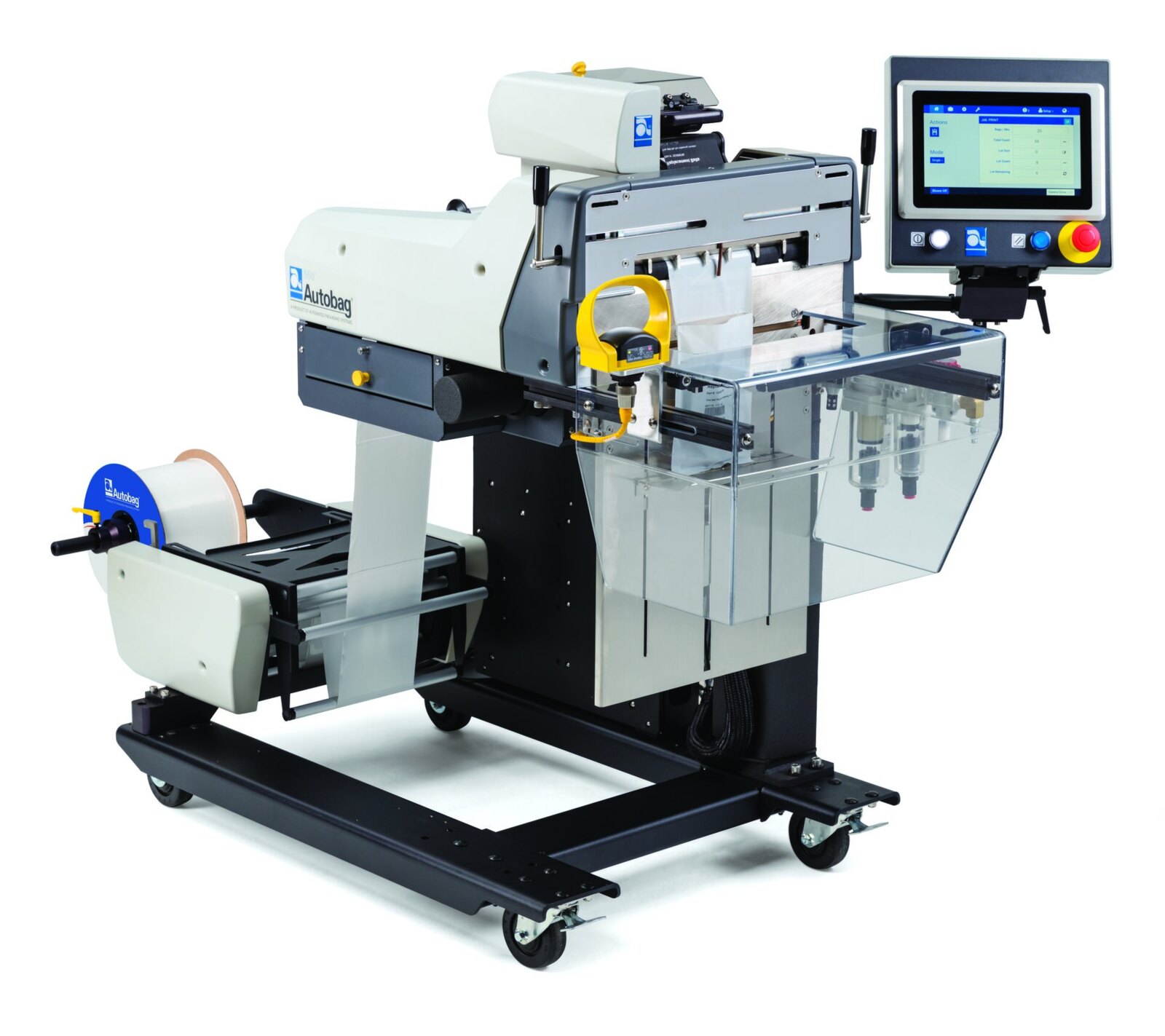 Autobag 550 bagging system with inline printer and touch screen control