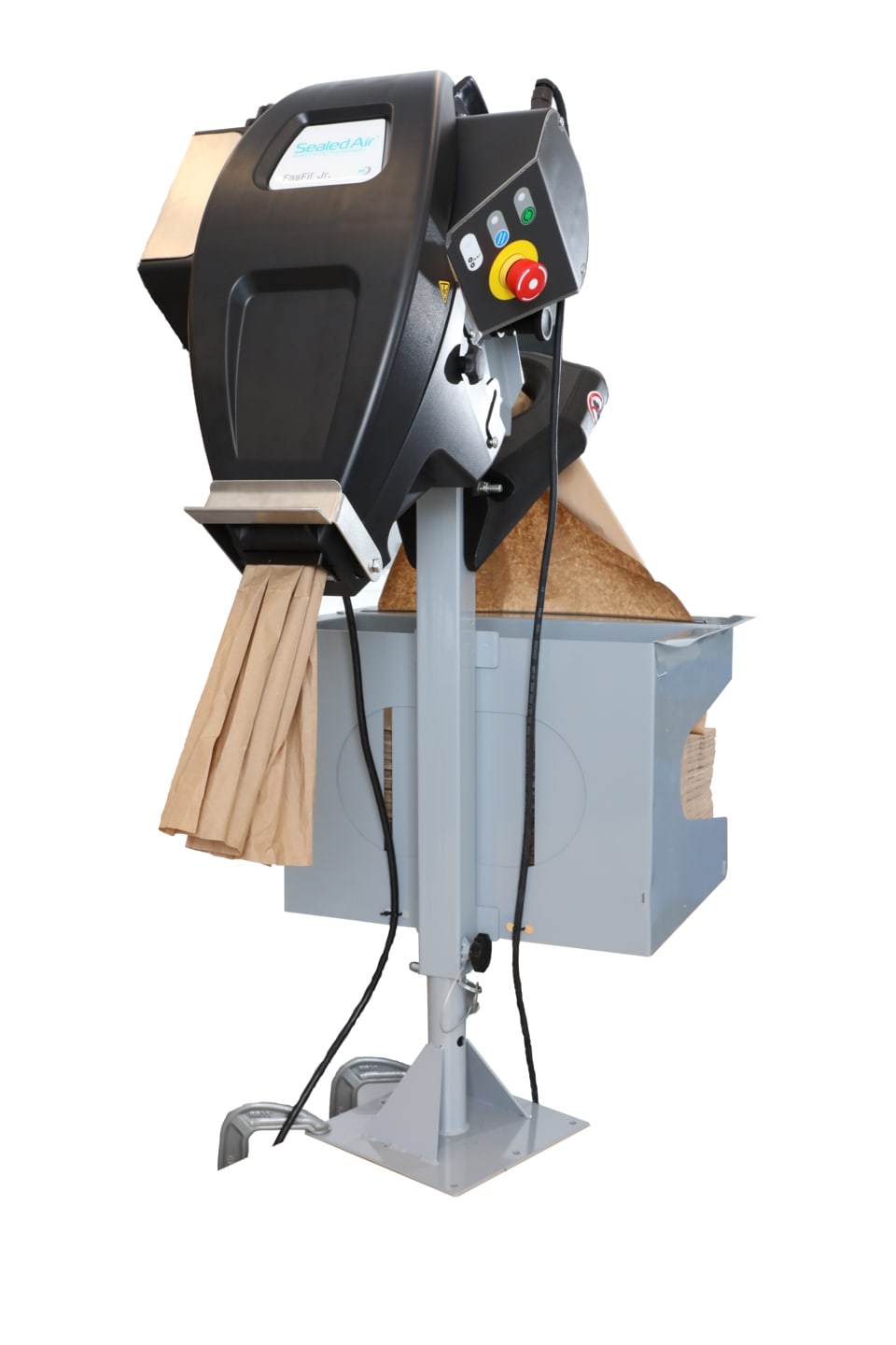 Sealed Air FasFil Jr paper void fill system on its tabletop mount