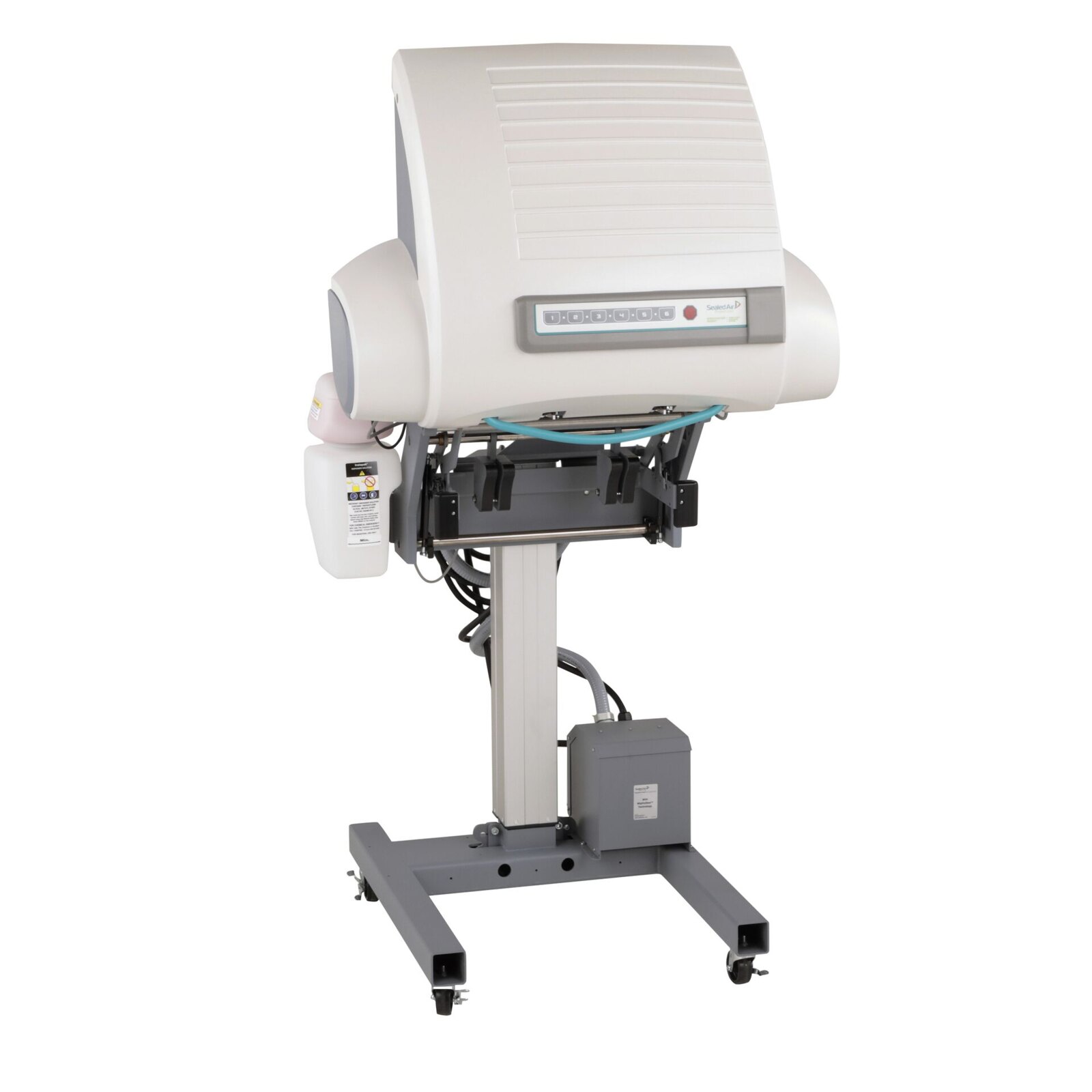Sealed Air Instapak SpeedyPacker foam in bag system on its floor stand