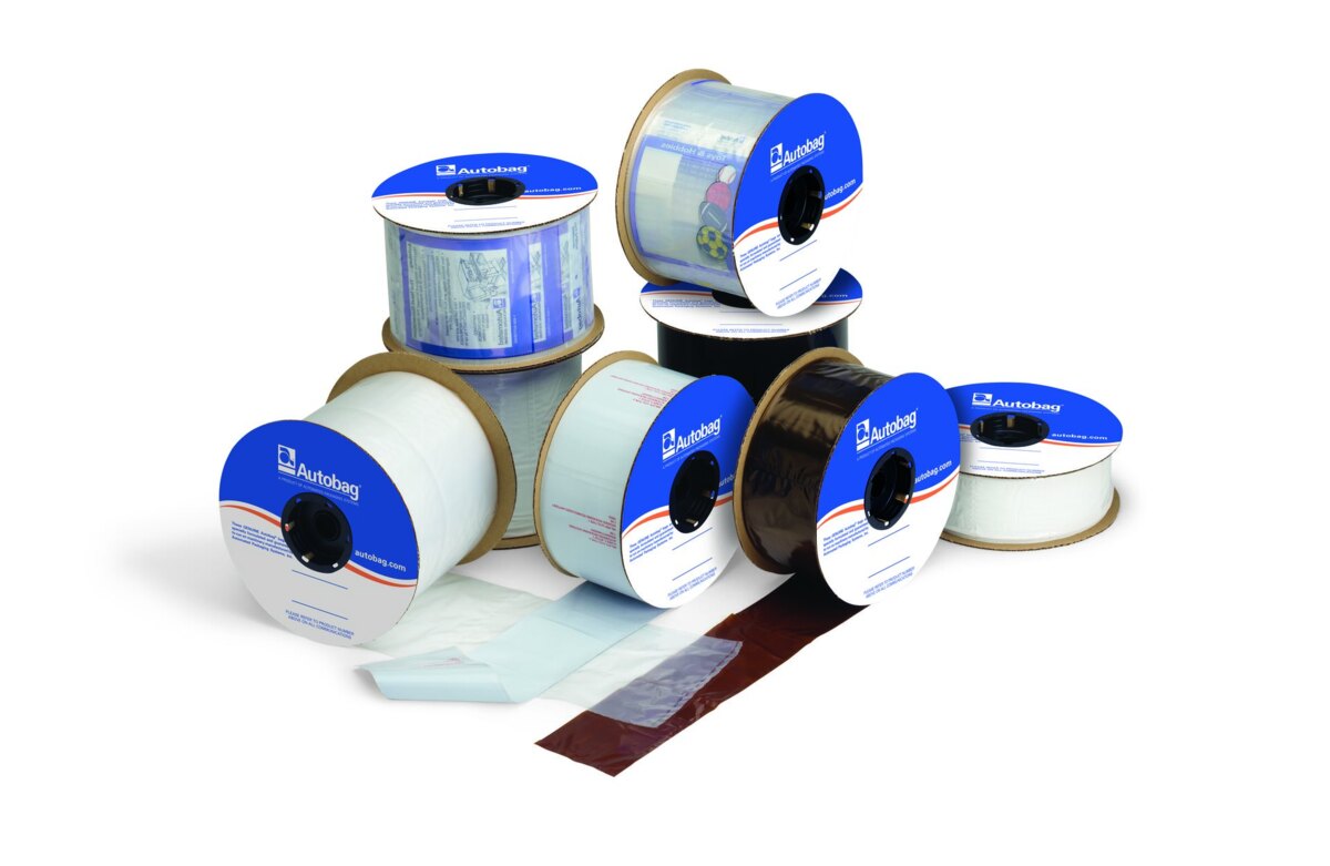 Rolls of Autobag specialty film bags, including printed and tinted film